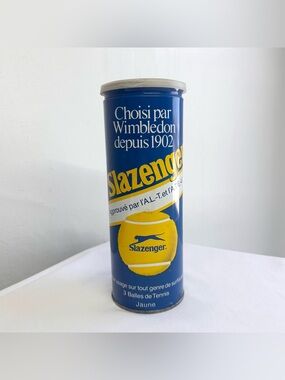 Vintage Slazenger Opened Tennis Ball Tin Can Tube Prop with Balls